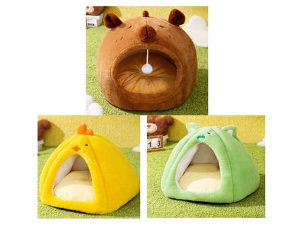 Lit Douillet en Laine d'Agneau pour Chat - Design Ours, Poulet ou Velours - Ultra Chaud pour l'Hiver