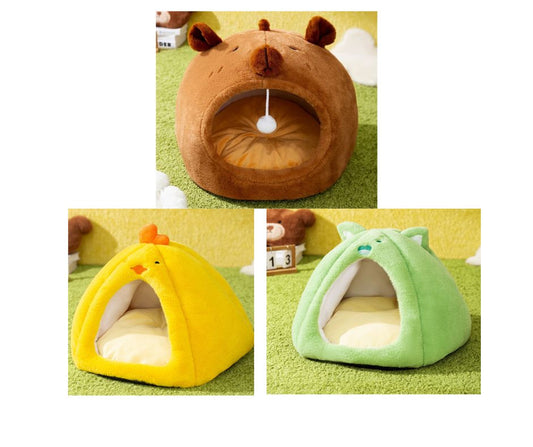 Lit Douillet en Laine d'Agneau pour Chat - Design Ours, Poulet ou Velours - Ultra Chaud pour l'Hiver