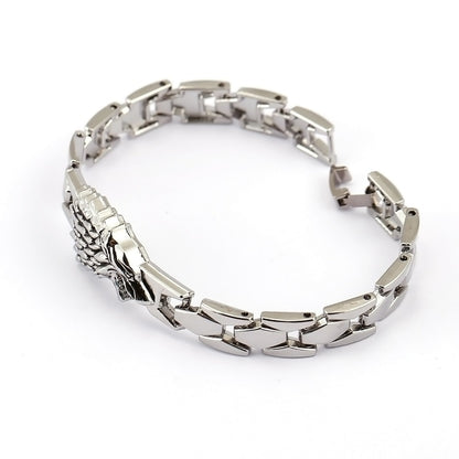 Bracelets loups, en alliage de zinc et chaîne en argent
