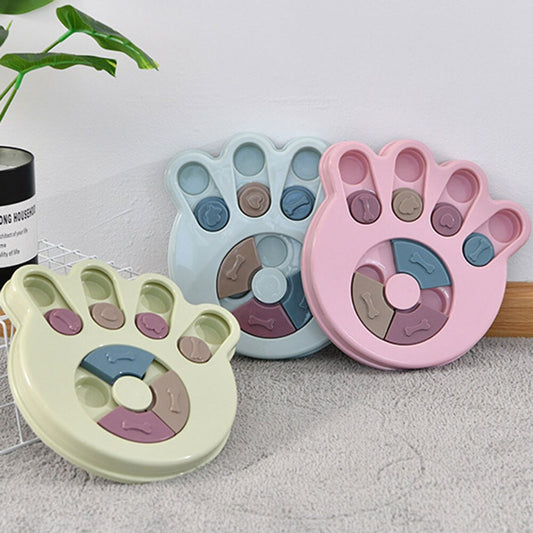 Pet Food Dispenser Dog Bowl Multifunction Educational Dog Toys Anti Choke Footprint Design Dog Puzzle Platter Training