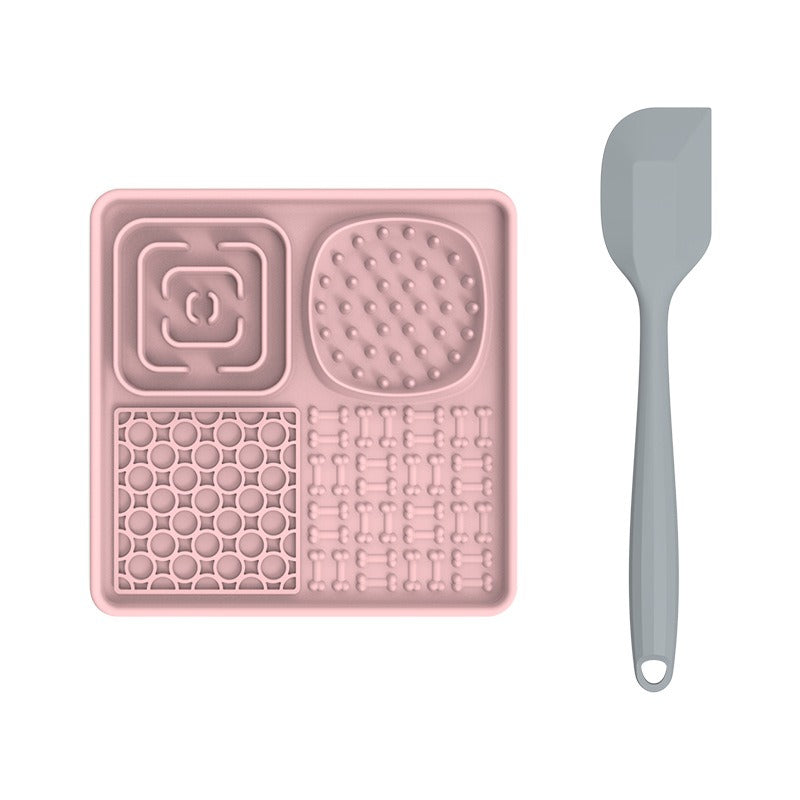Tapis de léchage multi-surfaces + Spatule Plateau plaisirs avec ventouses 8''x 8''et 12''x 8''