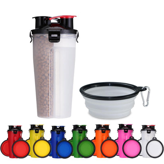 Duo Bouteille portable Double capacité Nourriture et Eau + bol pliable