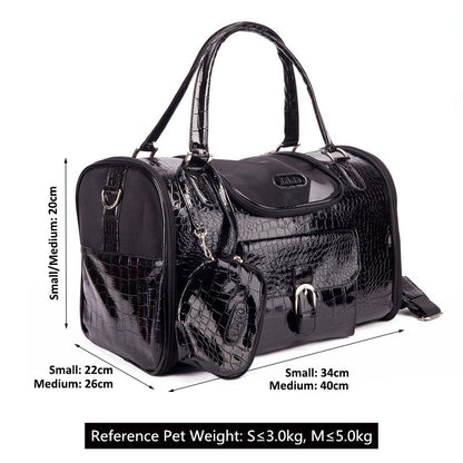 Brand Crocodile PU Leather Dog Carrier Bag with Purse Pink Black Pet Dog Carrier Case Portable Travel Dog Handbag Shoulder Tote