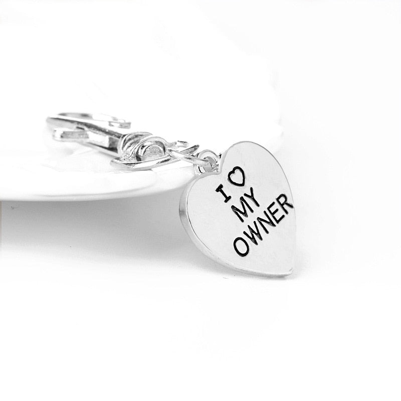 Duo Colliers et porte-clés en forme de cœur « I Love My Owner » pour chien,