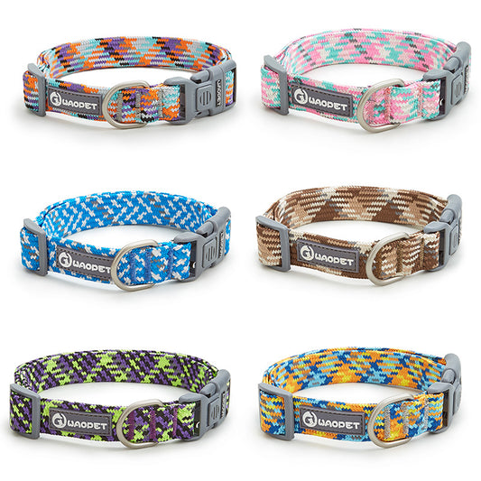 WAOPET - Collier réfléchissant en Nylon avec Motifs - 6 Couleurs Disponibles