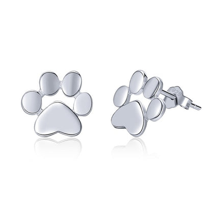 BAMOER Cat Paw Earrrings 925 Sterling Silver Animal Dog Footprints Stud Earrings for Women