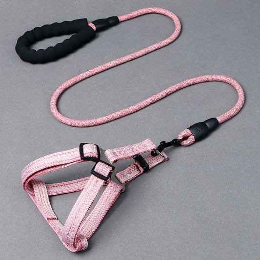 Adjustable Explosion-Proof Chest Strap Dog Leash Plain Linen Round Rope Pet Leash