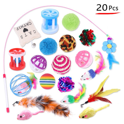 New Pet Toy Set Cat Toys Teaser Wand Mouse Supplies Multi-Style Combination
