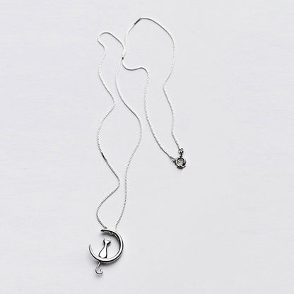 Sterling Silver Cat Charm Pendant Necklaces for Women New Fashion Jewely Small Chokers Necklaces Fine Jewelry