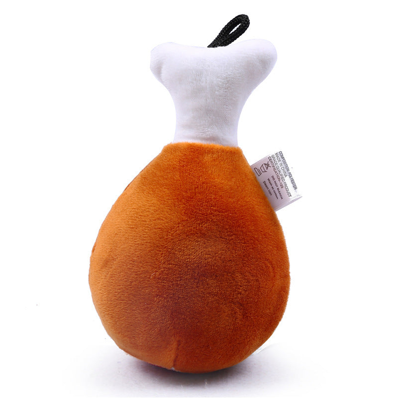 Pet Toy Big Chicken Leg Toy Bite-Resistant Sound Plush Toy Teddy Dog Toy