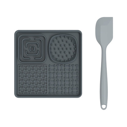 Tapis de léchage multi-surfaces + Spatule Plateau plaisirs avec ventouses 8''x 8''et 12''x 8''