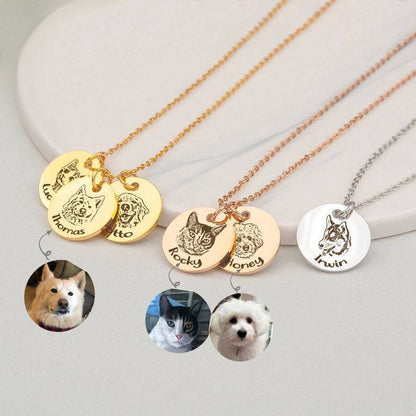 Pet sketch necklace portrait cat puppy pet DIY engraving keychain