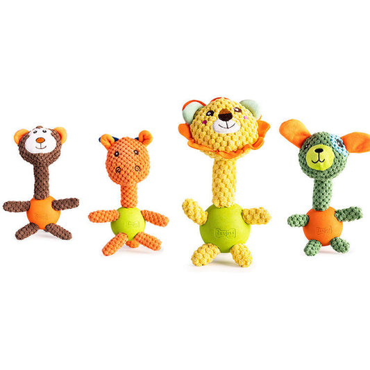Cloth velvet rubber rabbit lion interactive voice ball grinding animal series interactive dog toys