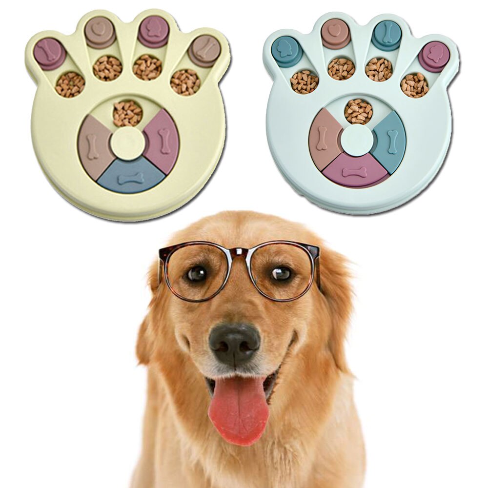 Pet Food Dispenser Dog Bowl Multifunction Educational Dog Toys Anti Choke Footprint Design Dog Puzzle Platter Training