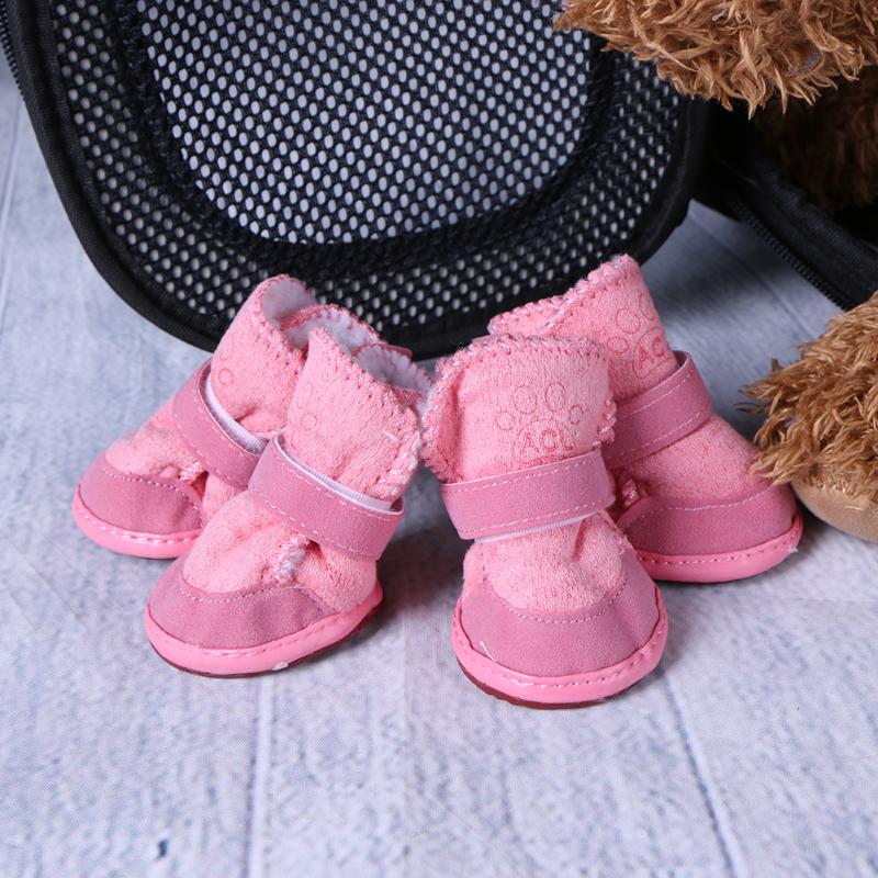 Bottes d'Hiver Peluche pour Chien - Chaudes Imperméables Semelle Caoutchouc Antidérapante