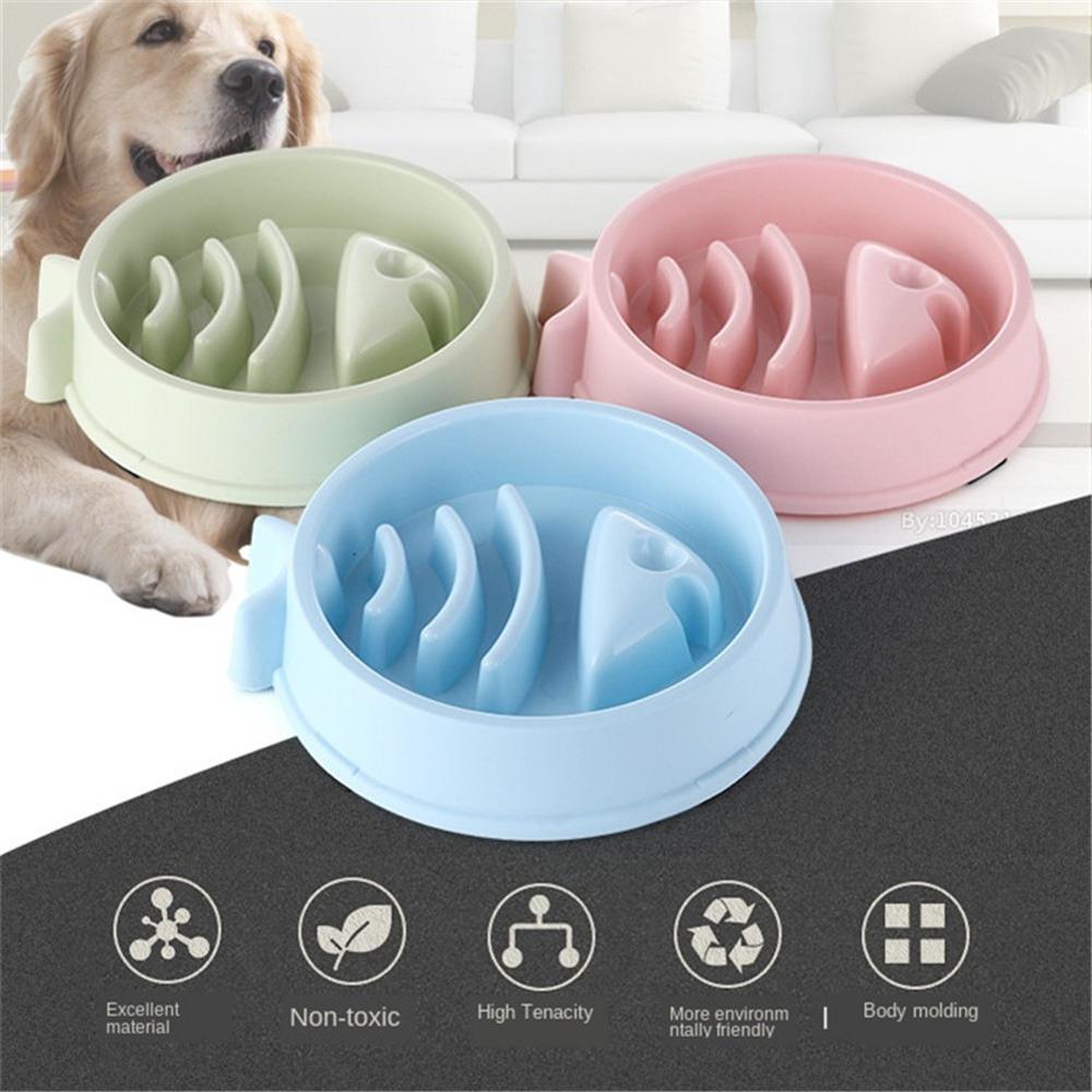 Dog Bowls Slow Feeder Fun Slow-Feeding Interactive Bloat Stop Dog Bowl for Food Medium Capacity Healthy Eating Fish Bone Shape