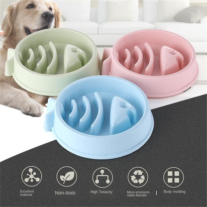 Dog Bowls Slow Feeder Fun Slow-Feeding Interactive Bloat Stop Dog Bowl for Food Medium Capacity Healthy Eating Fish Bone Shape