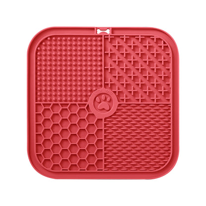 Tapis de léchage Carré, Multi surfaces en silicone avec ventouses 20cm x 20cm