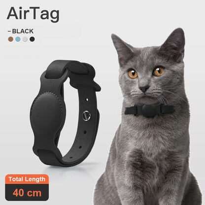 Leather Pet Adjustable Collar For Apple Airtag Location Tracker Dog Cat Anti-lost AirTag Case Collar