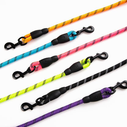 Pet Reflective Leash Nylon Round Rope Anti-Running Foam Handle Leash