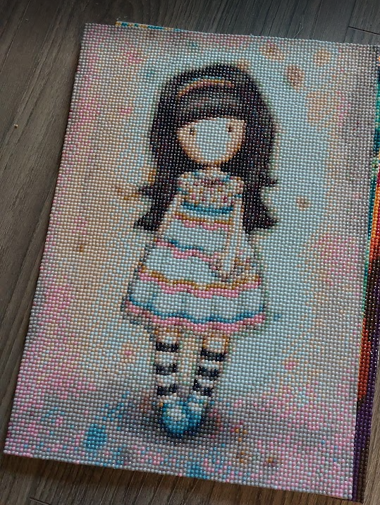 Peinture au diamant Fillette, petite fille terminée