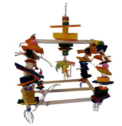 Grande balançoire avec 2 arches en bois et cordes