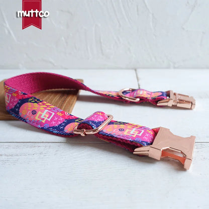 MUTTCO - THE PINK GRAFFITI - Ensemble Collier et Laisse pour Fait à la main et Personnalisé - Gravé au laser