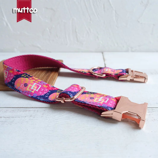 MUTTCO - THE PINK GRAFFITI - Ensemble Collier et Laisse pour Fait à la main et Personnalisé - Gravé au laser