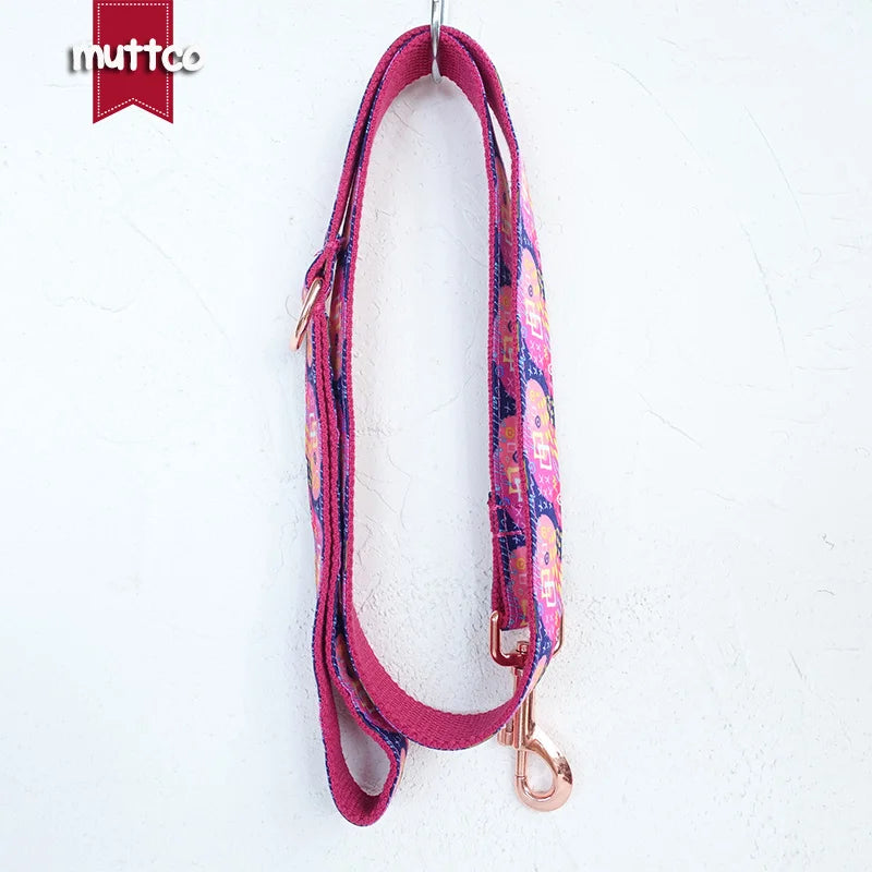 MUTTCO - THE PINK GRAFFITI - Ensemble Collier et Laisse pour Fait à la main et Personnalisé - Gravé au laser