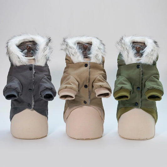 Winter Dog Clothes for Small Dogs Warm Dog Coat Jacket French Bulldog Clothes Hooded Coat Pet Puppy Cloting Fleece Padded Outfit