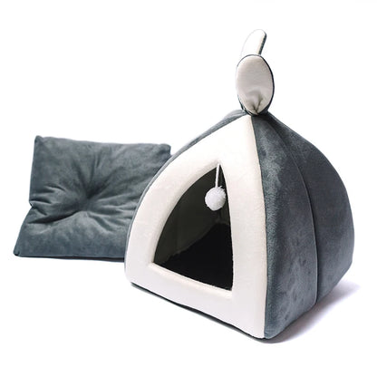 Pet Cat House Bed Indoor Kitten mat Warm Small for cats Dogs Nest Collapsible Cat Cave Cute Sleeping Mats Winter Products