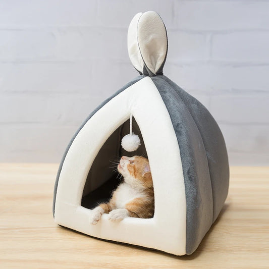 Pet Cat House Bed Indoor Kitten mat Warm Small for cats Dogs Nest Collapsible Cat Cave Cute Sleeping Mats Winter Products