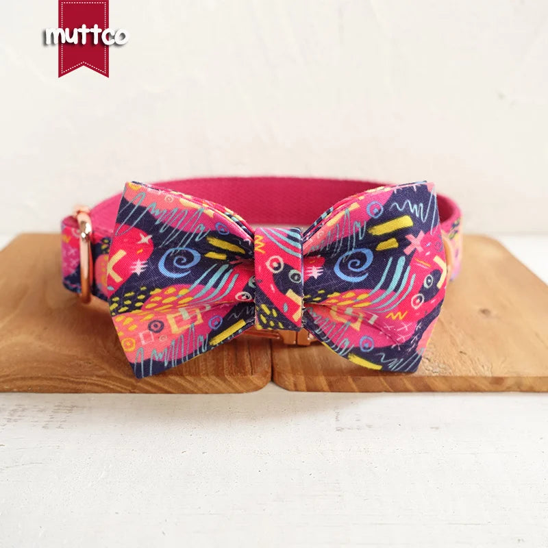 MUTTCO - THE PINK GRAFFITI - Ensemble Collier et Laisse pour Fait à la main et Personnalisé - Gravé au laser