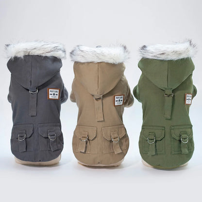 Winter Dog Clothes for Small Dogs Warm Dog Coat Jacket French Bulldog Clothes Hooded Coat Pet Puppy Cloting Fleece Padded Outfit