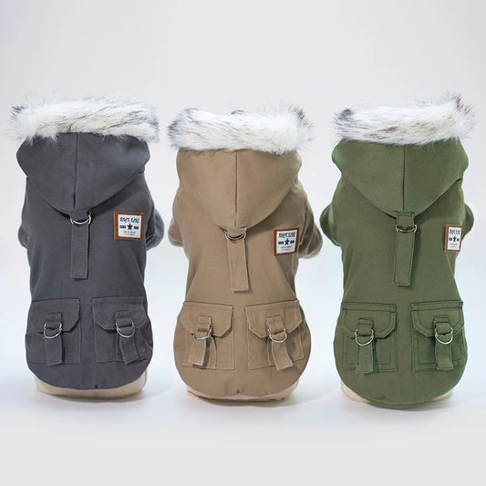 Winter Dog Clothes for Small Dogs Warm Dog Coat Jacket French Bulldog Clothes Hooded Coat Pet Puppy Cloting Fleece Padded Outfit