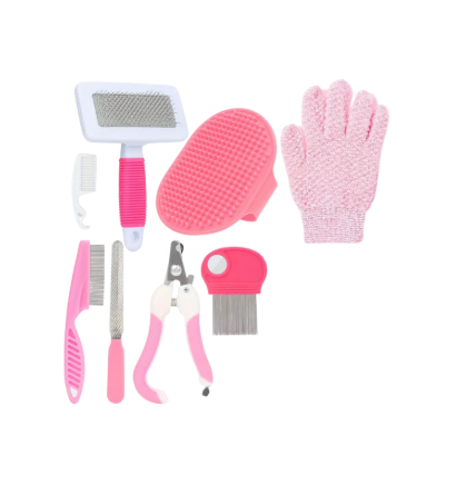 Kit de toilettage Rose pour petits animaux-8 pièces