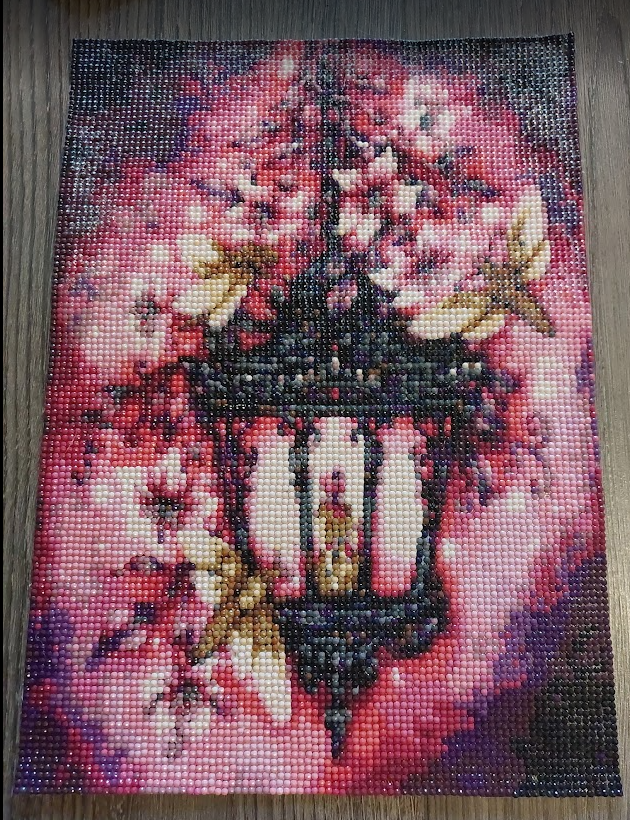 Lanterne et papillons de nuit Peinture au diamant Terminée