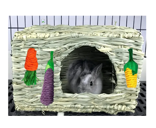 Maison trio de légumes/ Nid en rotin tressé a la main, pour Lapins et Petits animaux Extra-Large