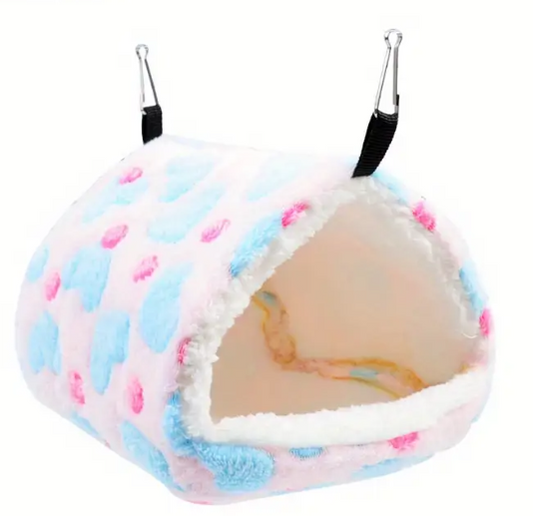 Nid en polar pour petits Animaux Bleu pâle avec points rose (Taille M)