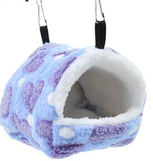 Nid en polar pour petits Animaux Bleu avec coeur mauve (Taille L)