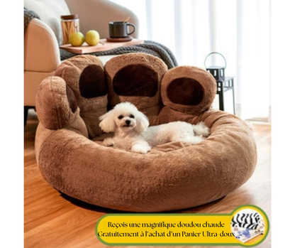 Panier Douillet Ultra-Chaud Hiver pour Chien et Chat - Coussin Amovible et Lavable + DOUDOU CHAUDE GRATUITE