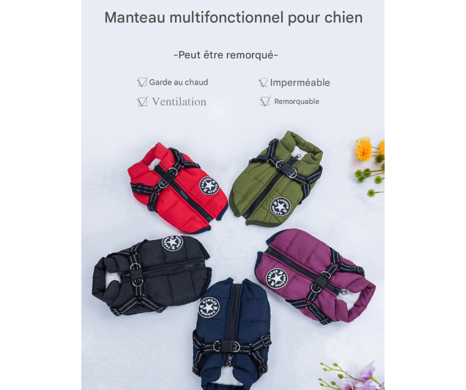 Manteau d'Hiver pour Chien avec Harnais Intégré - Imperméable et Chaud