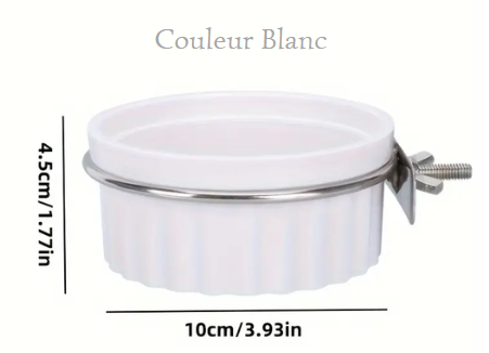 Bol de nourriture/ mangeoire couleur Blanc pour Perruches et Perroquets