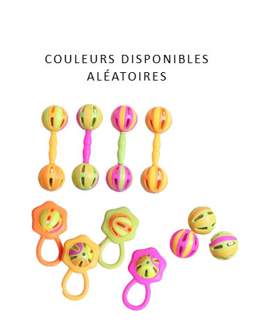 Trio Grand Hochet en plastique coloré robuste 3 pièces