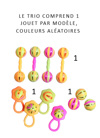 Trio Grand Hochet en plastique coloré robuste 3 pièces