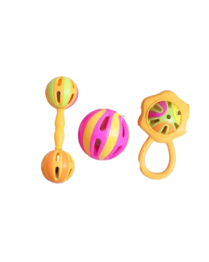 Trio Grand Hochet en plastique coloré robuste 3 pièces