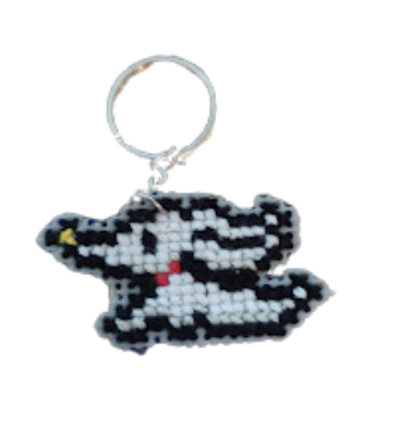 Porte-clés en points de croix Chien Blanc Fantôme