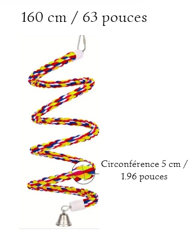 Corde en coton spirale multicolore 63 pouces
