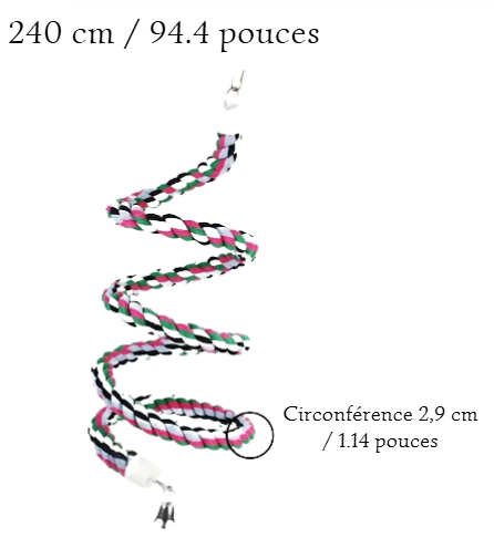 Corde en coton spirale multicolore 94,4 pouces