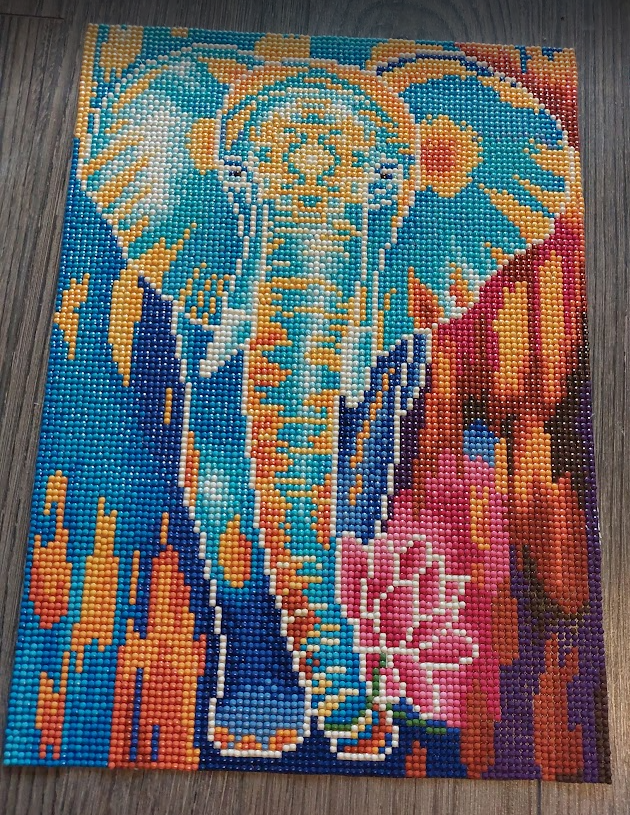 Peinture au diamant Magnifique Éléphant terminée